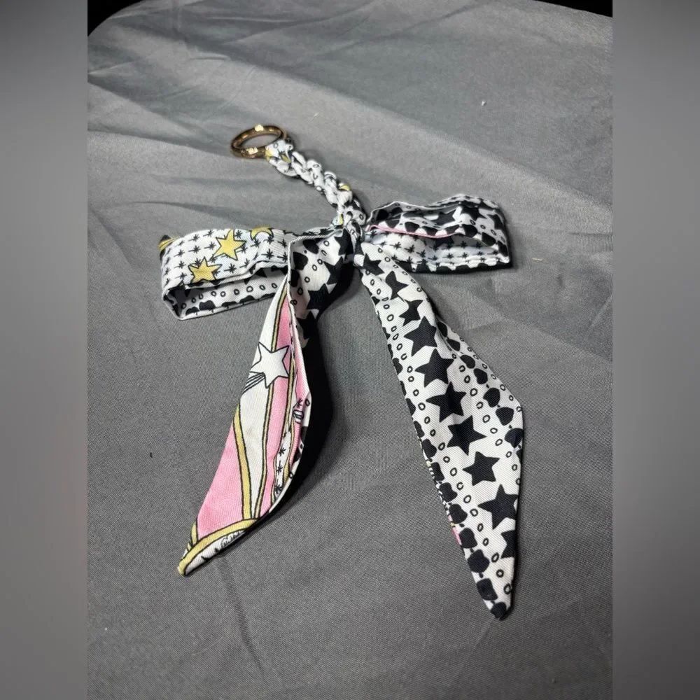 Stylish Star Print Keychain Scarf - Pink & Black